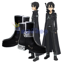 Sword Art Online SAO Kirito Kirigaya Kazuto Cosplay Shoes Black Leather Boots Men Women Halloween Costumes 2024 - buy cheap