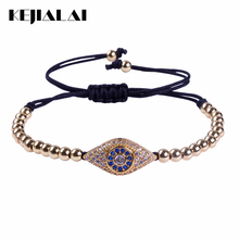 Anil Arjandas Men Bracelet Evil Eye Connector Micro Pave Clear Blue CZ & 4mm Round Beads Women Jewelry Braided Macrame Bracelet 2024 - buy cheap