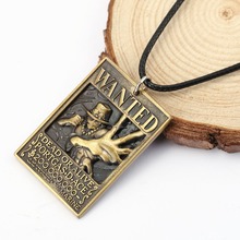 H&F Men Jewelry One Piece Anime Dog Tag Military Card Pendant 3D Ace Wanted Necklace hot sale rope collar necklace 2016 2024 - buy cheap