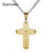 ZORCVENS New Cross Necklaces & Pendants For Men Stainless Steel Gold Color Male Pendant Necklaces Prayer Jewelry Friend Gift 2024 - buy cheap