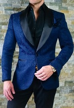 Blazer personalizado para hombre, traje ajustado de diseño azul, traje de solapa de Chal, 2 piezas (abrigo + Pantalones), 2019 2024 - compra barato