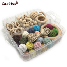 DIY Wooden Teething Kit Wooden Rings Wooden Geometric Hexagon Beads Wooden Teether Mixed Colors Crochet Beads Baby Teether Set 2024 - buy cheap