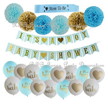 Baby Shower Decorations Pink Blue&Gold Party Banner Balloons Mom to be Sash Paper PomPoms Tassel Garland for Boy Girl Party 2024 - buy cheap