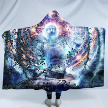 3D Alien Magic hat одеяло с капюшоном для взрослых цветочное готическое шерпа флисовое носимое одеяло постельные принадлежности 200*150 см/130*150 см 2024 - купить недорого