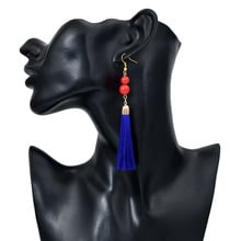 Boho Long Tassel Earrings For Women Jewelry Bohemia Red Beaded Hook Dangle Earring Ethnic Blue Fringe Earings 2024 - buy cheap