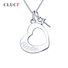 CLUCI Silver 925 Simple Charms Pendant Gift for Mother Love Heart Wish Pearl Pendant Mounting Women Mother' Day Jewelry SP404SB 2024 - compre barato