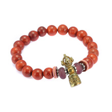 Handmade Tibetan Buddhism Red Sanders Wood Mala Beads Women Men's Bracelets Beaded OM Healing Jewelry Lucky Bracelets 2024 - buy cheap