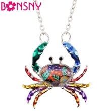 Bonsny Enamel Alloy Cartoon Crab Necklace Chain Choker Pendant Ocean Sea Animal Jewelry For Women Girls Teens Drop Shipping Gift 2024 - buy cheap