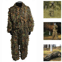 Tático roupas de caça 3d camo folha ghillie ternos sniper airsoft camuflagem roupas selva floresta birdwatch camisa + calças 2024 - compre barato