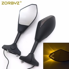 ZORBYZ-Espejos retrovisores LED para motocicleta, retrovisores con señal de giro integrada, color negro mate, para Kawasaki Ninja 250, 636, ZX6R, ZX10R 2024 - compra barato