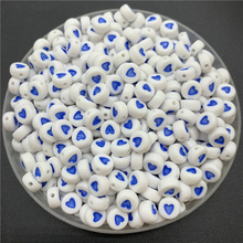 100pcs/Lot 7mm Acrylic Spaced Beads Round Shape Blue Love heart Beads For Jewelry Making DIY Charms Bracelet Necklac 2024 - buy cheap
