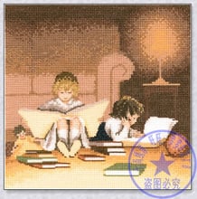 Free Delivery Top Quality Lovely Counted Cross Stitch Kit Bookworms Reading at Night Little Girl and Boy Study 2024 - buy cheap