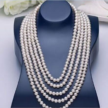 Hermoso clásico AAA 8-9mm redondo natural Mar del Sur real blanco perla collar 100 pulgadas broche amarillo 2024 - compra barato