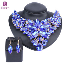 Beautiful Flower Jewellery Bridal Jewelry Set Gold Color Crystal Party Wedding Prom Necklace Earring Set Gift For Women 2024 - buy cheap