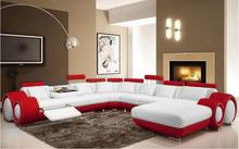 genuine/real leather sofa living room sofa sectional/corner sofa  home furniture couch/ u shape with recliners and cupboard 2024 - buy cheap