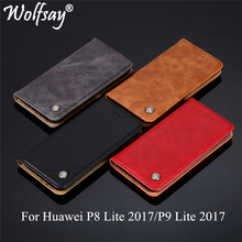 Wolfsay For Huawei P8 Lite 2017 Case Triangle Pattern Flip Cover PU leather & Soft TPU Inside Cases for Huawei P9 Lite 2017 5.2" 2024 - buy cheap