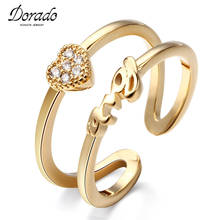 Dorado Fashion Jewelry Shiny Gold Silver Color Finger Midi Ring Opening Unisex Trendy Love Heart Letter Rings anillos mujer 2020 2024 - buy cheap