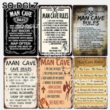 [SQ-DGLZ] New Man Cave Rules Tin Sign Private Space Wall Decor Bar Metal Crafts Home Decor Retro Painting Plaques Art Poster 2024 - buy cheap