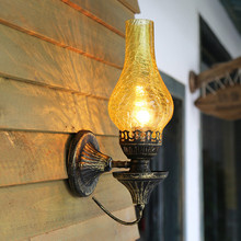 Sudeste Da Ásia projeto crackle de vidro lâmpadas de parede do vintage estilo Americano rural E27 LED lâmpada de ferro para escadas & cafe & varanda & corredor LDK023 2024 - compre barato