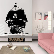 Adesivo de parede náutico com padrão pirata, decoração para sala de estar, vinil, mar, ondas, lar, murais removíveis 2024 - compre barato