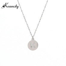Keamsty Custom Initial Necklace Solitary Tiny Disc Charm Silver Handmade Necklace Original Design Letter Necklaces Choker 2024 - buy cheap