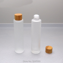 10pcs/lot 100ML Empty High Quality Cosmetic Toner Bottle, Frosted Glass Emulsion Refillable Pakage, Bamboo Container n Screw Cap 2024 - buy cheap