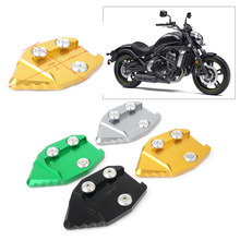 Alumínio da motocicleta kickstand pé suporte lateral extensão almofada placa de apoio para kawasaki vulcan vn650 2015 2016 2017 2018 2024 - compre barato