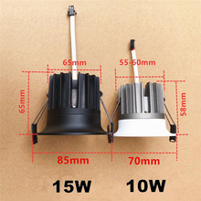 10 Вт 12 Вт 15 Вт COB Диммируемый светодиодный светильник AC85-265V Встраиваемый светодиодный точечный светильник потолочный светильник для внутреннего освещения черный белый свет 2024 - купить недорого