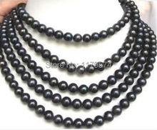 Natural negro perla collar largo joyas de moda de las mujeres al por mayor y al por menor con libre shipping100inch 2024 - compra barato