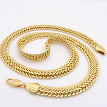 Wide Solid Herringbone Chain  Yellow Gold Filled Mens Necklace Chain 24inches 2024 - buy cheap