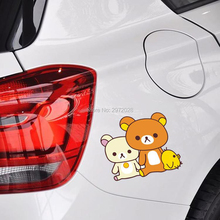 Newest Lovely Cartoon Car Sticker Bear Rilakkuma Sitting With Chicken Looking Decorations Car Whole Body Windows Decal Cover 2024 - buy cheap