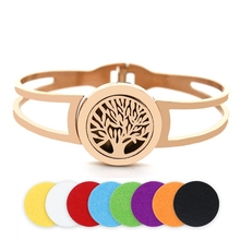 BOFEE Perfume Essential Oil Bracelet Bangle Diffuser Aromatherapy Tree Of Life Locket 316L Stainless Steel Travel Jewelry Gift 2024 - buy cheap
