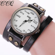 CCQ Brand Fashion Vintage Creative Leather Math Formula Equation Watch Casual Women Bracelet Quartz Watch Relogio Feminino C92 2024 - купить недорого