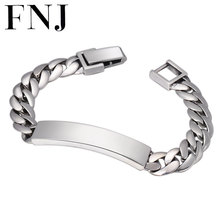 FNJ-pulsera de plata de primera ley con eslabones para hombre y mujer, brazalete, plata esterlina 925, estilo tailandés, Simple, 18cm, 20cm 2024 - compra barato