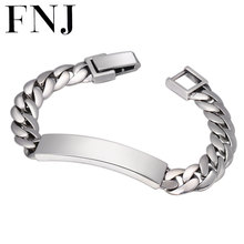 FNJ Link Chain Bracelet 925 Silver Simple Fashion 18cm 20cm Original Pure S925 Thai Silver Bracelets for Women Men Jewelry 2024 - buy cheap