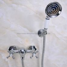 Wall Mounted Chrome Bath Faucets Bathroom Basin Mixer Tap Crane With Hand Shower Head Shower Faucet Sets Nna277 2024 - buy cheap