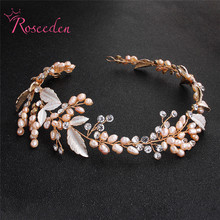 Diadema de perlas de agua dulce con diamantes de imitación para dama de honor, bandana de boda, accesorios para el cabello, diadema de novia, RE3429 2024 - compra barato