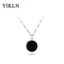 YiKLN Stainless Steel Black Shell Pendant Necklace For Woman Simple Rose Gold Chain Link Necklaces Brand Jewelry Collar YN17016 2024 - buy cheap