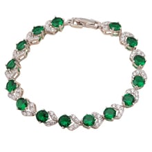 Attractive charm bracelets for women Zircon Green crystal  white Gold tone wholesale & retail Fashion jewelry TB532A 2024 - buy cheap