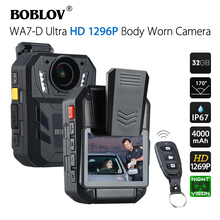 Boblov WA7-D 32gb/64gb câmera da polícia ambarella a7 4000mah bateria mini comcorder dvr hd 1296p corpo de controle remoto cam policia 2024 - compre barato