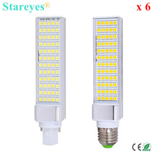 Бесплатная доставка 6 шт. G24 G23 E27 12 Вт SMD 5050 60 LED PL кукурузная лампа Светодиодная лампа для спальни 930LM светодиодная поперечная вставленная лампа 2024 - купить недорого