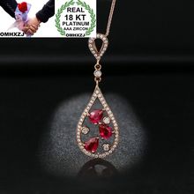 OMHXZJ Wholesale European Fashion Woman Girl Party Wedding Gift Ruby AAA Zircon 18KT Rose Gold Necklace Pendant Charm CA191 2024 - buy cheap