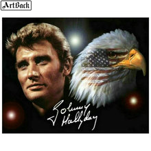 New 5d diamond painting full round "johnny hallyday" picture 5d diy diamond mosaic full square french singer new arrival sticker 2024 - buy cheap