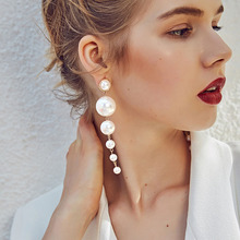 Trendy Elegant Created Big Simulated Pearl Long Earrings Pearls String Statement Drop Earrings ForWomen Wedding Party Gift 2024 - buy cheap