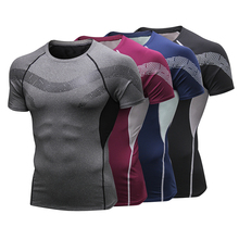 Lovmove 2019 Print Rashgard Running Shirt Men T-shirt Short Sleeve Breathable Shirts Gym Jogging T-shirt Fitness Sport Shirt Men 2024 - buy cheap