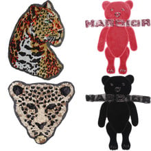 Big Embroidered Leopard head Sequins animal bear patches sew on transfers for clothing DIY jeans accessories Motif appliqued 2024 - buy cheap