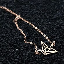 Fashion Simple Well Packing Paper Crane Stainless Steel Chain Charm Bracelet For Women Girl Mother's Day Jewelry Gift 2024 - buy cheap