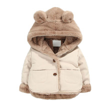 Осенне-зимняя куртка для маленьких мальчиков и девочек пальто с капюшоном и рисунком медведя детские теплые куртки детская верхняя одежда, пальто Новогодняя одежда 2024 - купить недорого