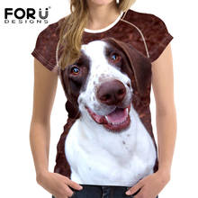 FORUDESIGNS Dogs Female T-shirt Kawaii 3D Tee Brand T-shirts Harajuku Style Soft Slim Elastic Summer Women Shirts Feminine 2018 2024 - buy cheap