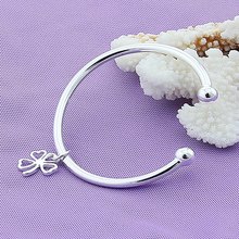 DOTEFFIL 925 Sterling Silver Four-leaf Clover Cuff Bangle Bracelet For Woman Wedding Engagement Fashion Charm Party Jewelry 2024 - buy cheap